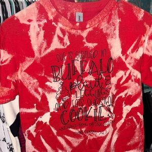 Gildan Red and White Tie-Dye Kids Graphic Tee - Holiday Cookie Print
